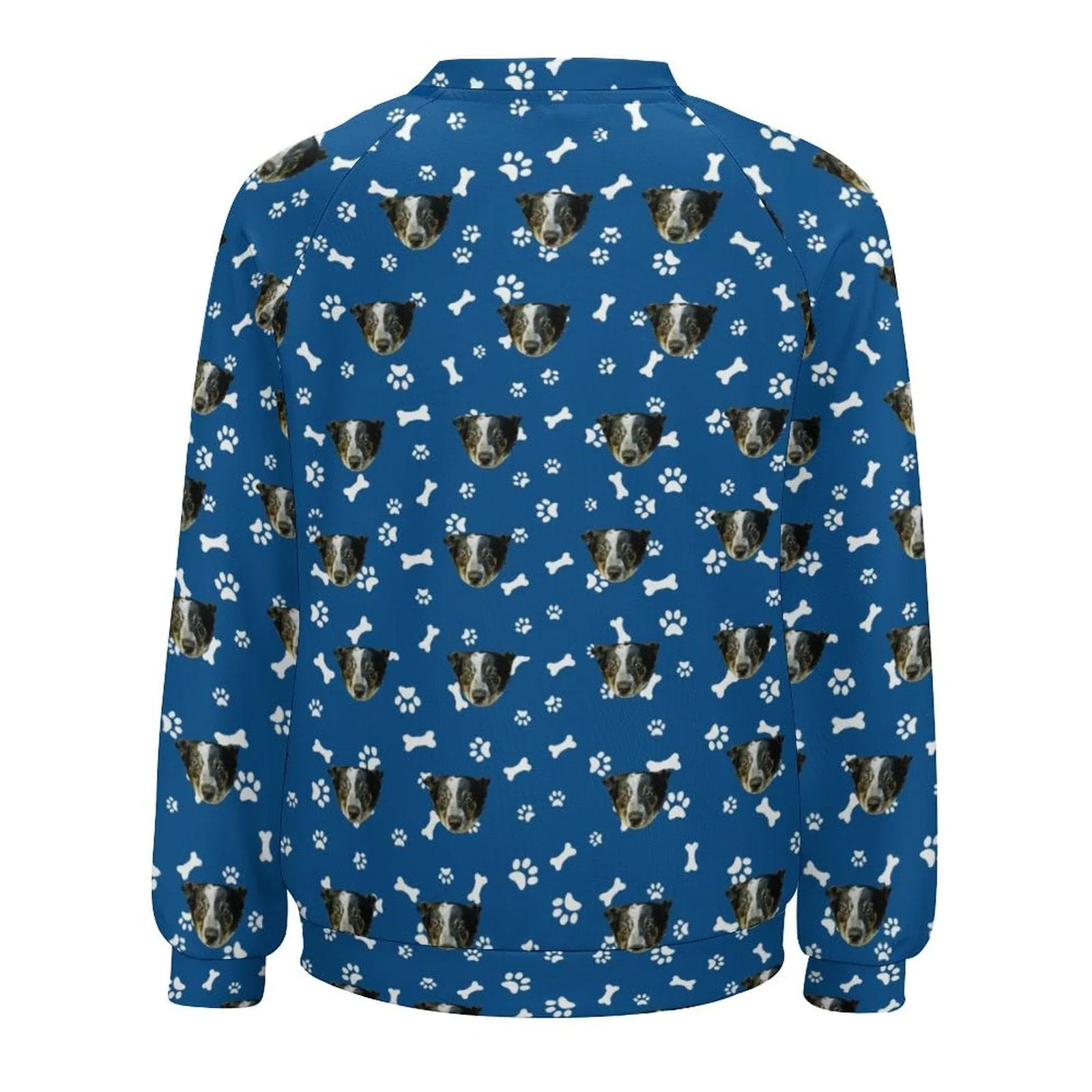 Custom Pet Face Multicolor Women's Loose Sweatshirt Personalized Raglan Sleeve Crew Neck Sweatshirt