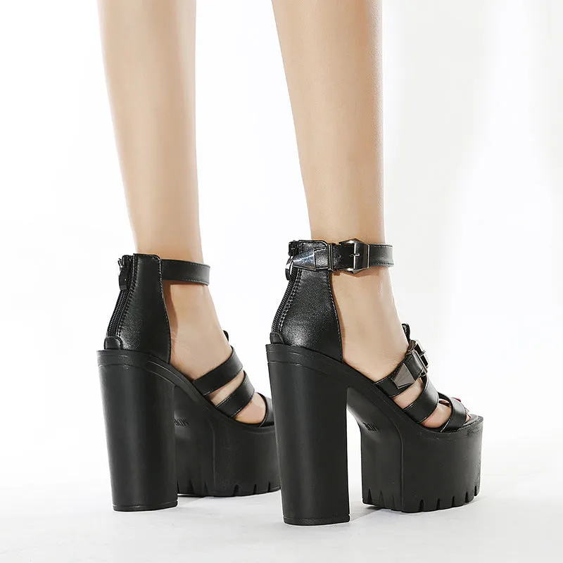 High-heeled Strap Buckle Shoes