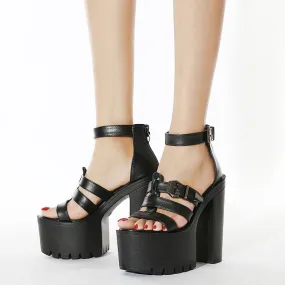 High-heeled Strap Buckle Shoes