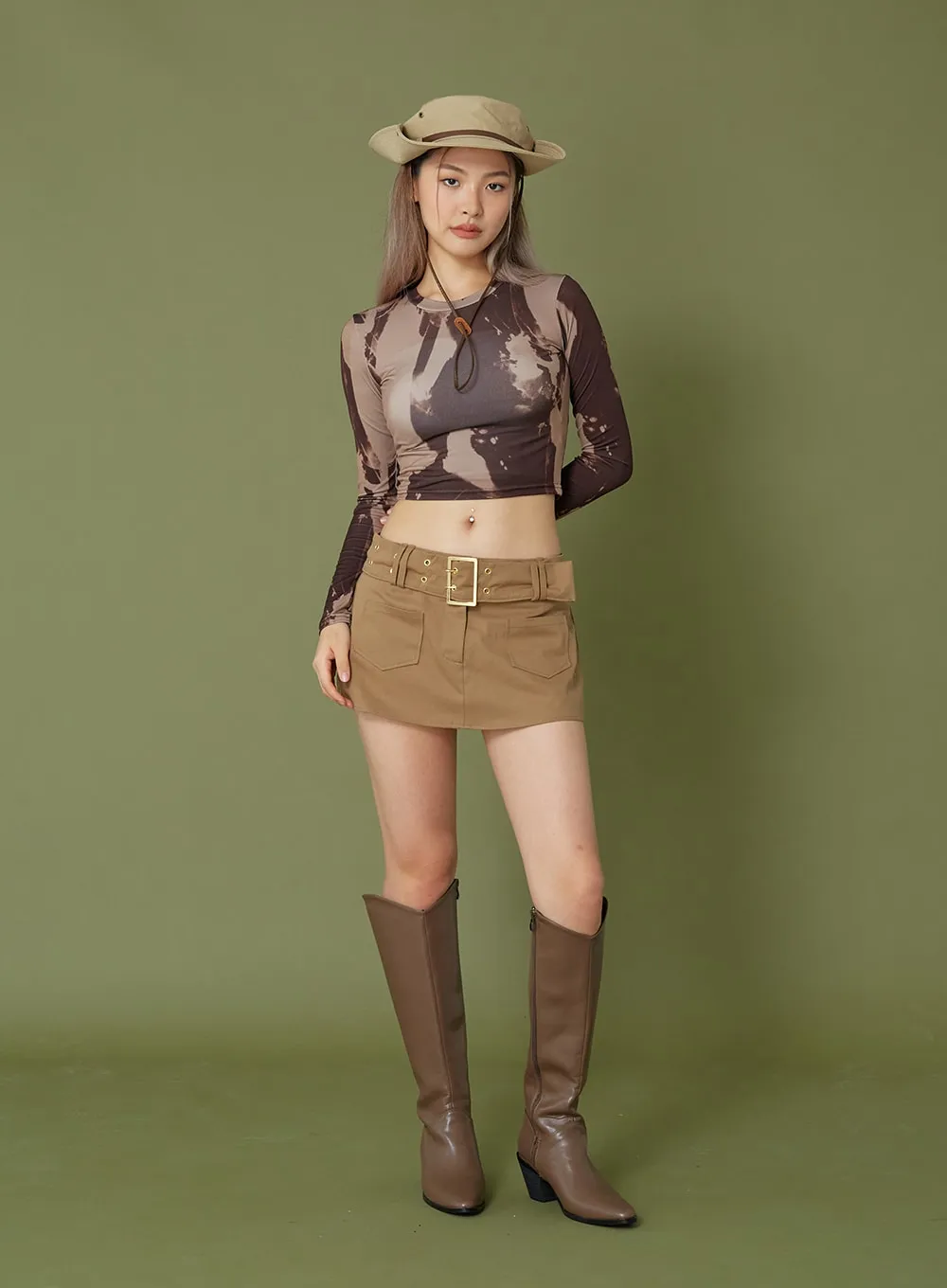 Low Rise Miniskirt With Belt CG09