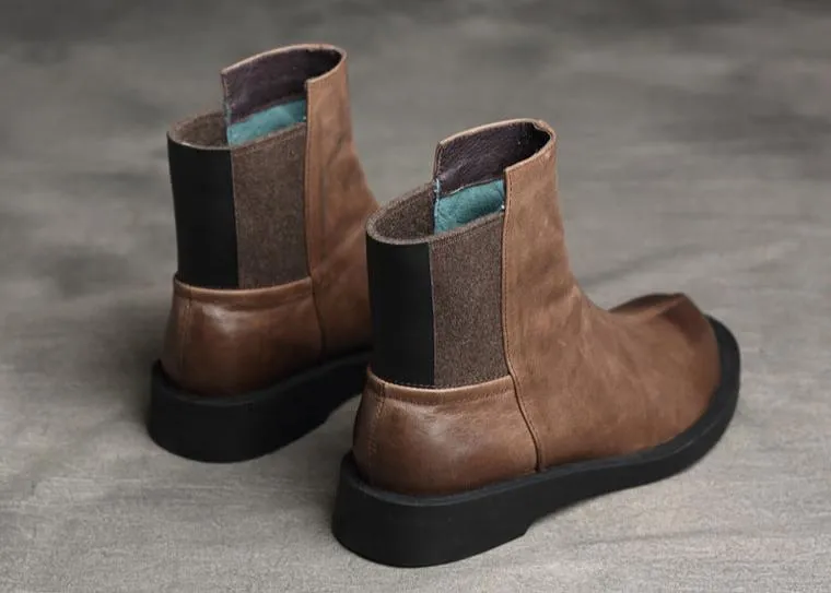Women Minimalist Suede Patchwork Leather Martin Boots